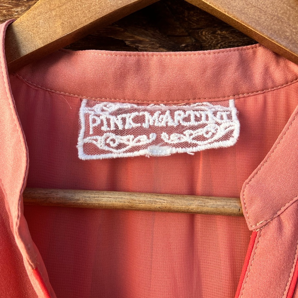 PINK MARTINI | Coral Sleeveless Button-Down Dress L - Picture 4 of 5
